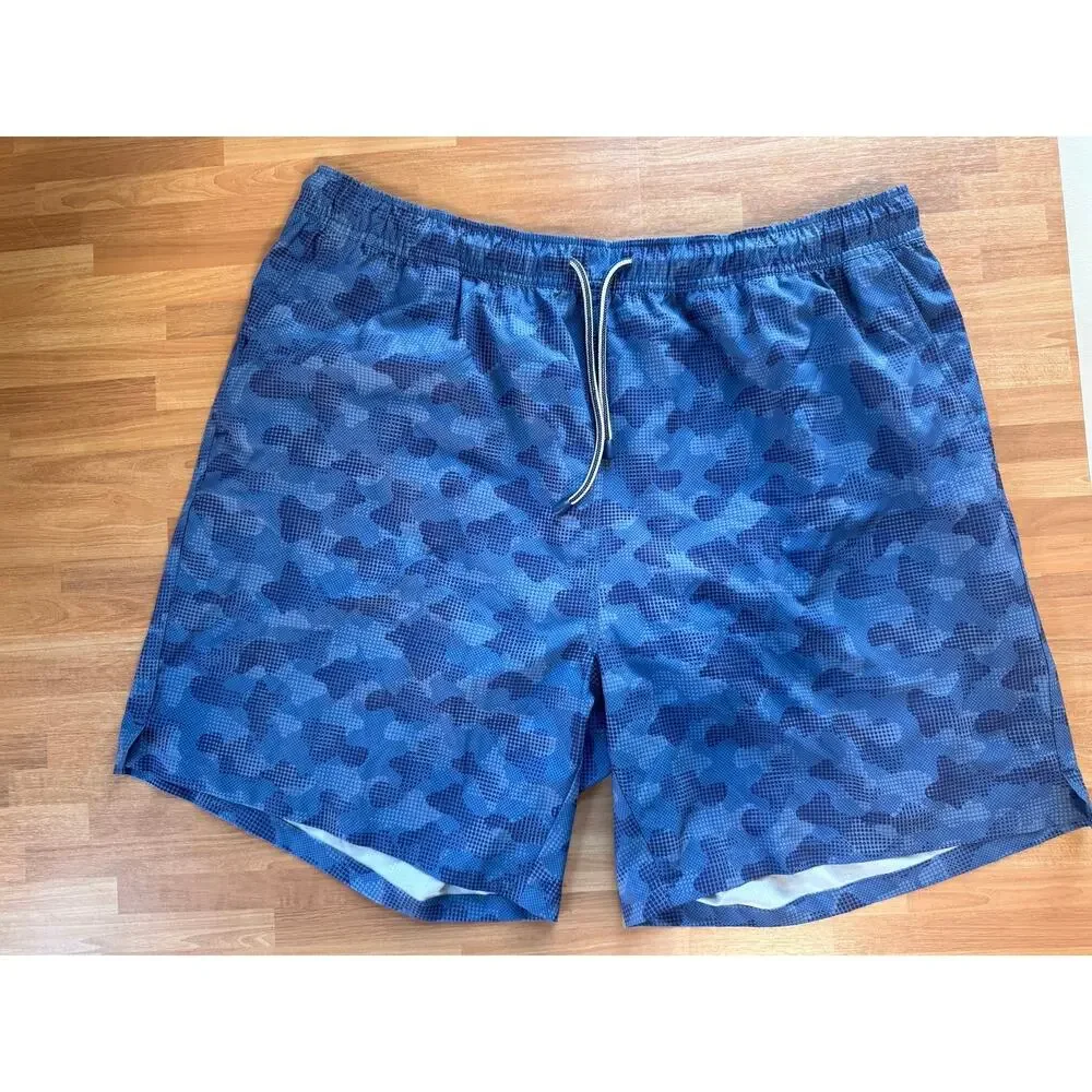 Peter Millar Seaside Wash Blue Digital Camo Swim Trunks Shorts Men's Size XL